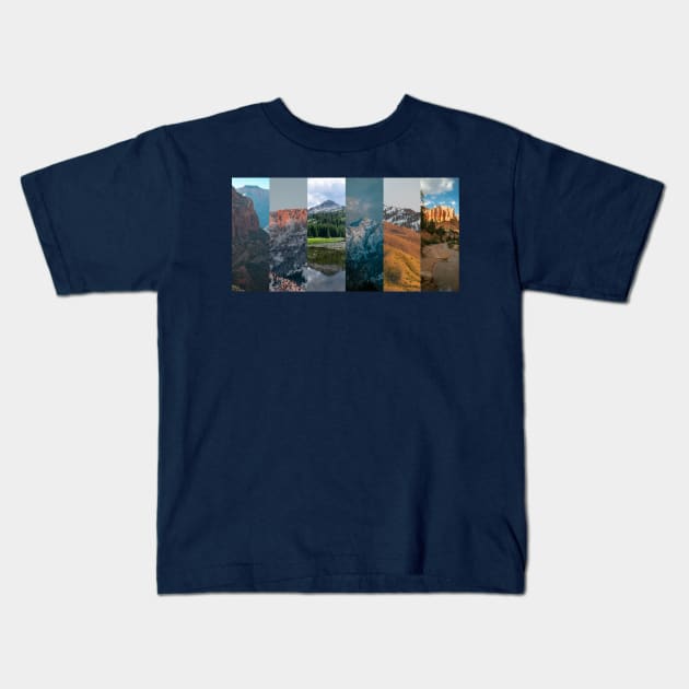 Utah Mountain Collage Kids T-Shirt by stermitkermit